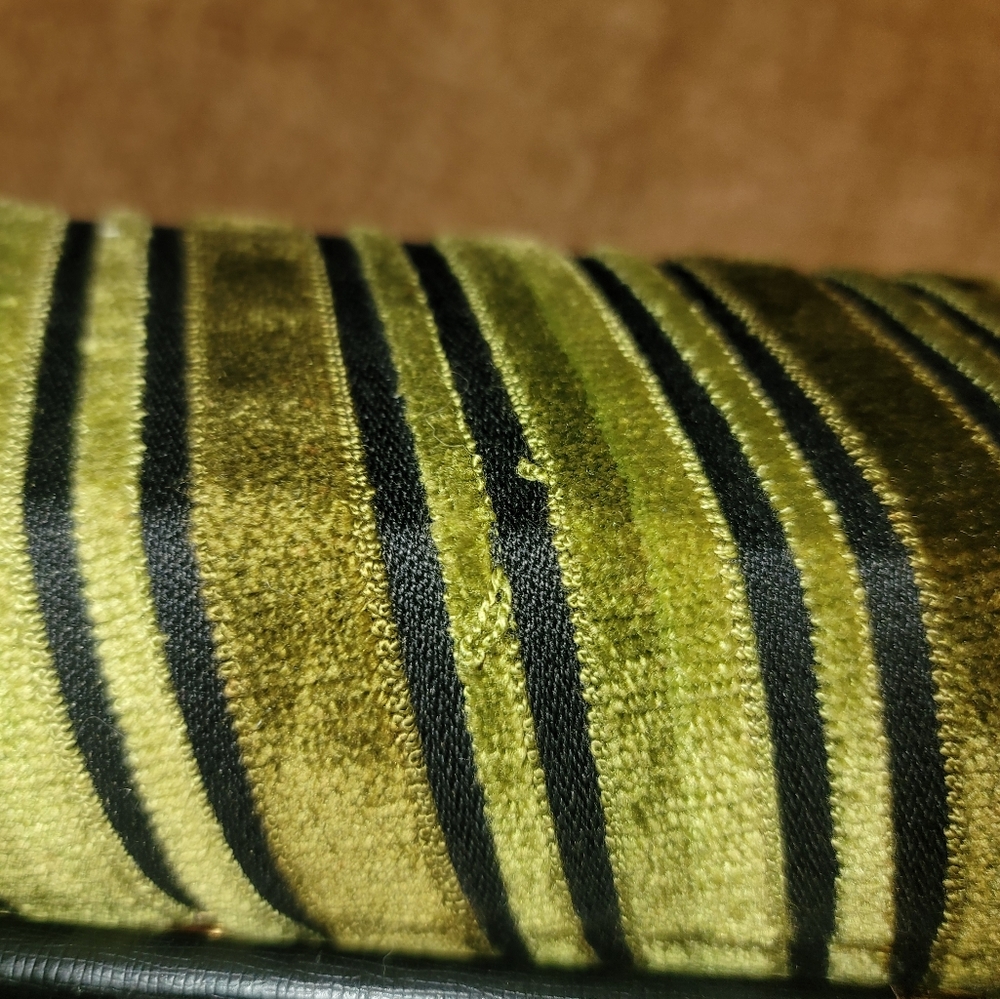Vintage Crown Lewis Purse 1960's Velour Velvet Earth Tones Vinyl Handles Brass - Picture 5 of 10